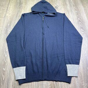 Horst Mens Navy Blue Classic Long Sleeve Full Zip Up Cardigan Hoodie Size Large